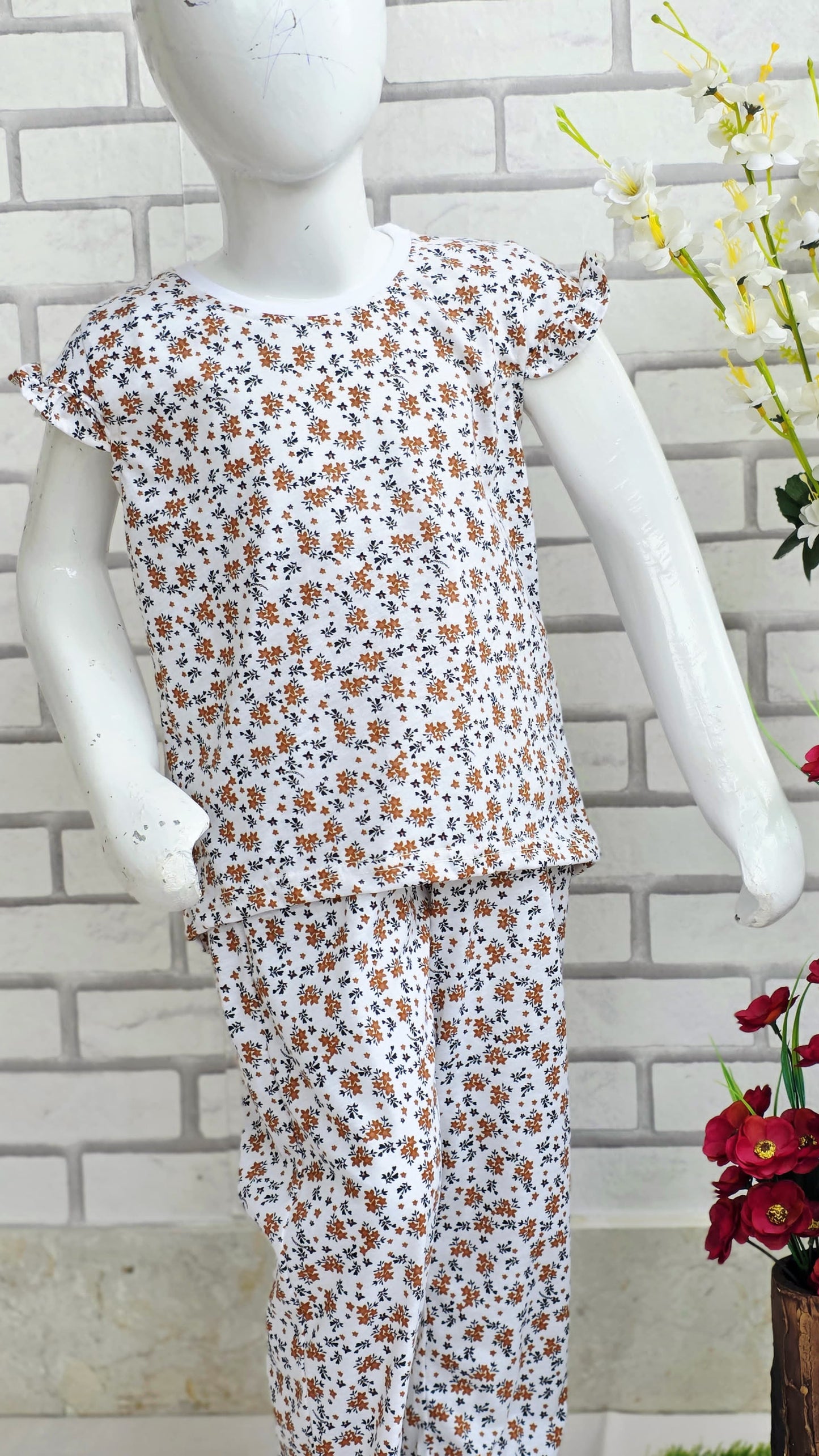 Girls' Floral Print Pajama Set