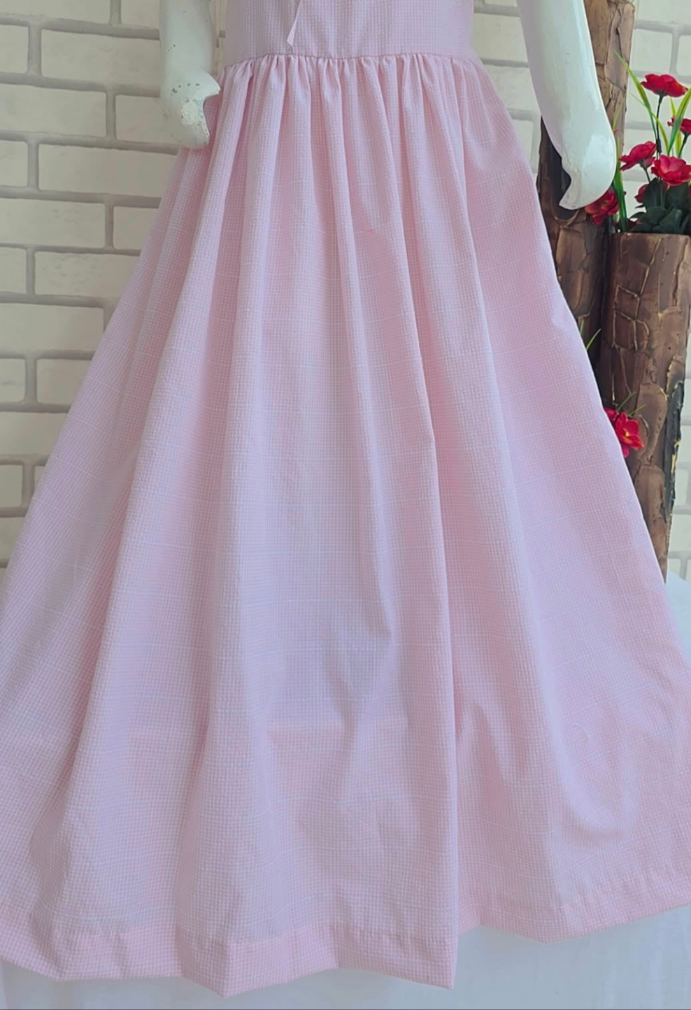 Girls Handmade Work Pink bisection Frock