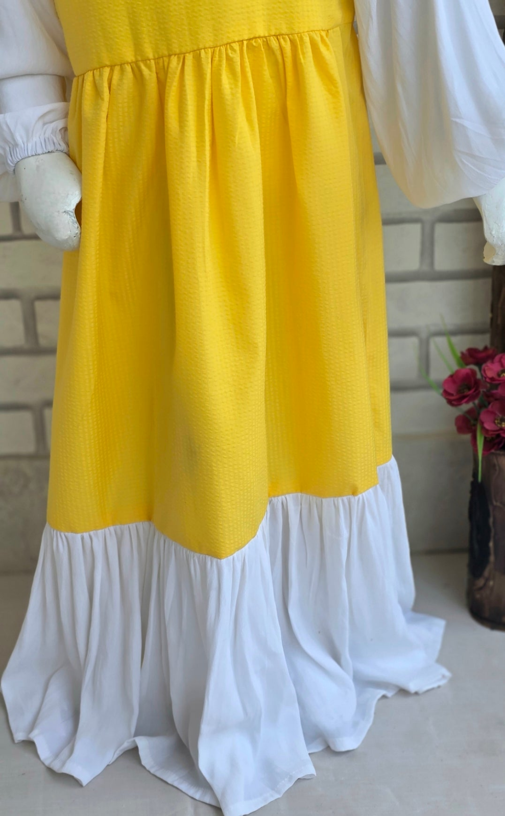 Girls Handmade Work Yellow shirt Frock