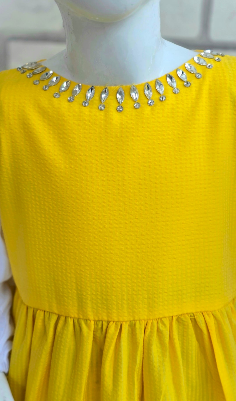Girls Handmade Work Yellow shirt Frock