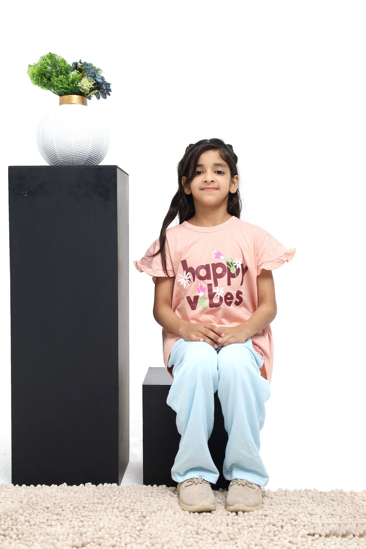 Happy Vibes Girls Printed T-Shirt | GTS52503
