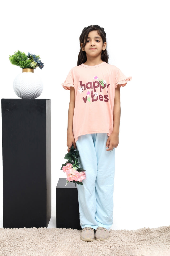 Happy Vibes Girls Printed T-Shirt | GTS52503