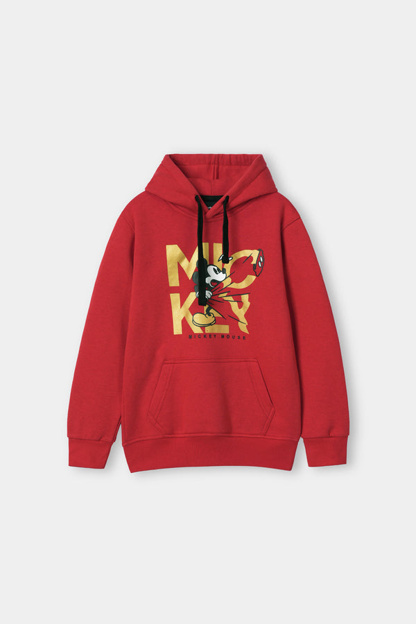 Red Mickey Mouse Printed Kids Hoodie