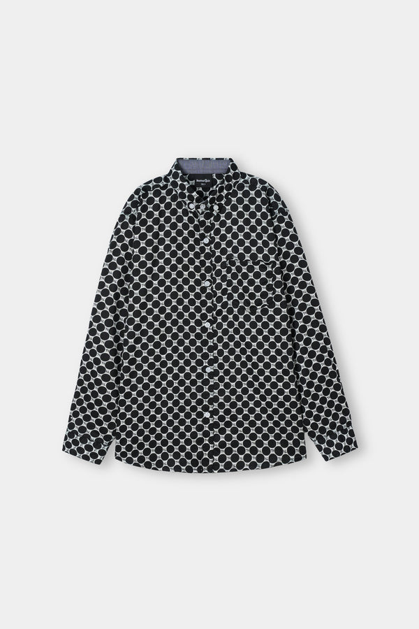 Geometric Dot Print Button-Down Shirt