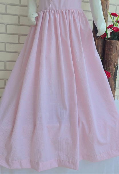 Girls  Handmade Work Pink bisection Frock