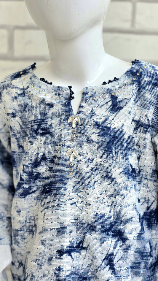 Girls  Handmade Work Tie & Dye Kurta Set