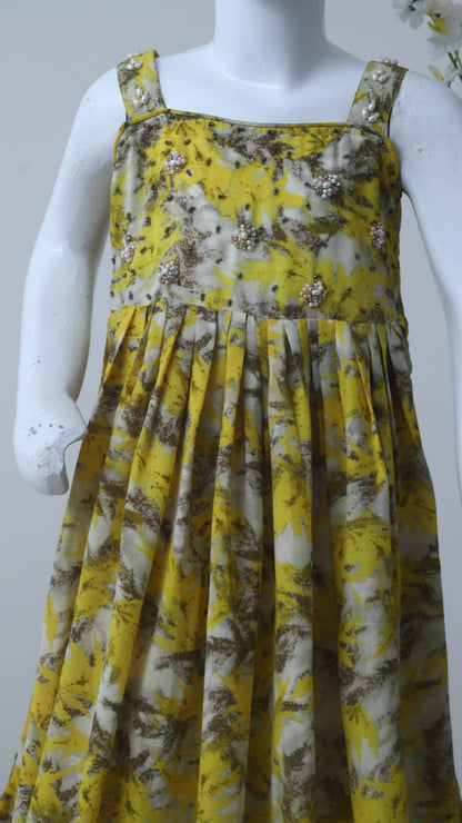 Girls Sleeveless  Handmade Work  Floral Dress
