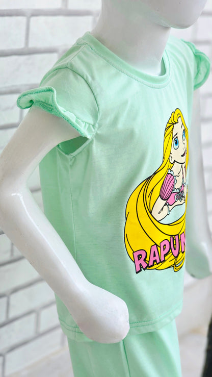 Girls Rapunzel Print T-Shirt with Trouser