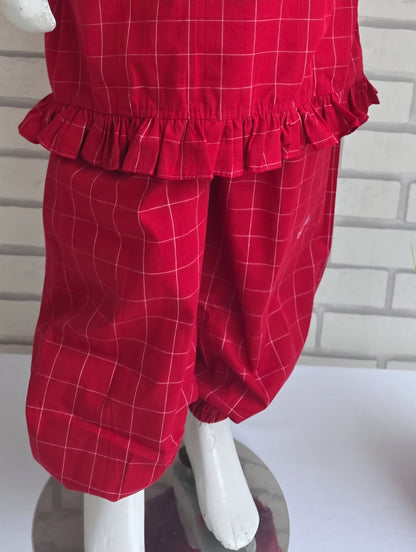 Girls' Red Heart Set  Handmade Work